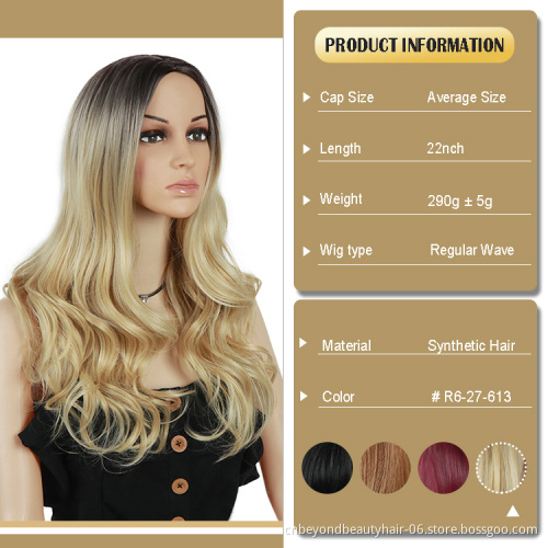 Ombre body wave blonde Wigs fiber synthetic hair Heat Resistant Hair Wavy For Women Cosplay Wig